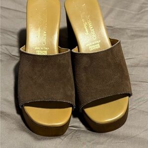 Brown Suede Women's Slide Sandals